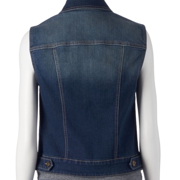 Mudd Classic Denim Vest Distressed Button Flap Pockets Button Tab Hem Size Small - Picture 9 of 14